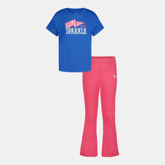 UA Glitter Logo & Side-Stripe Infant Girls' Short Sleeve & Yoga Pants Set