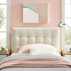 Tufted Linen Upholstered Queen Headboard, Beige(Ivory,Twin)